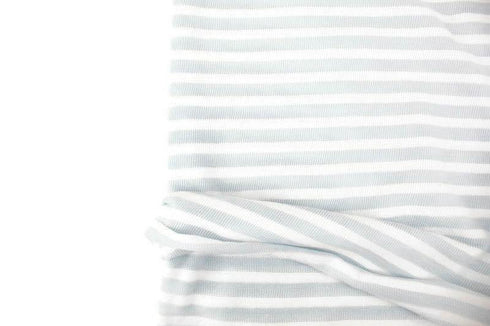 Light Muted Blue and White Stripe Sweater Knit Fabric by the yard OSK01052R